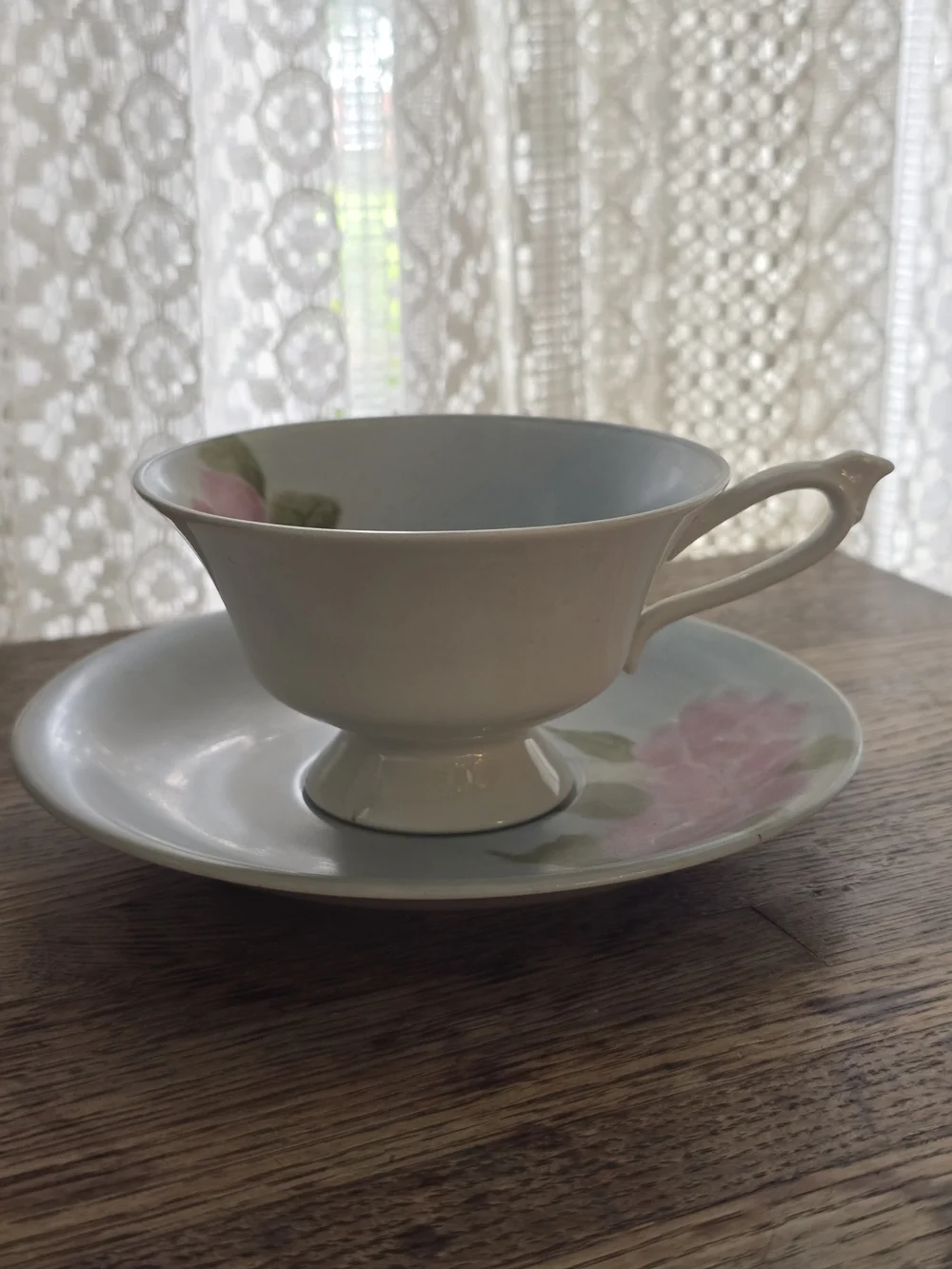 Vintage Hertel Jacob Elegant Porcelain Teacup & Saucer with Pink Floral